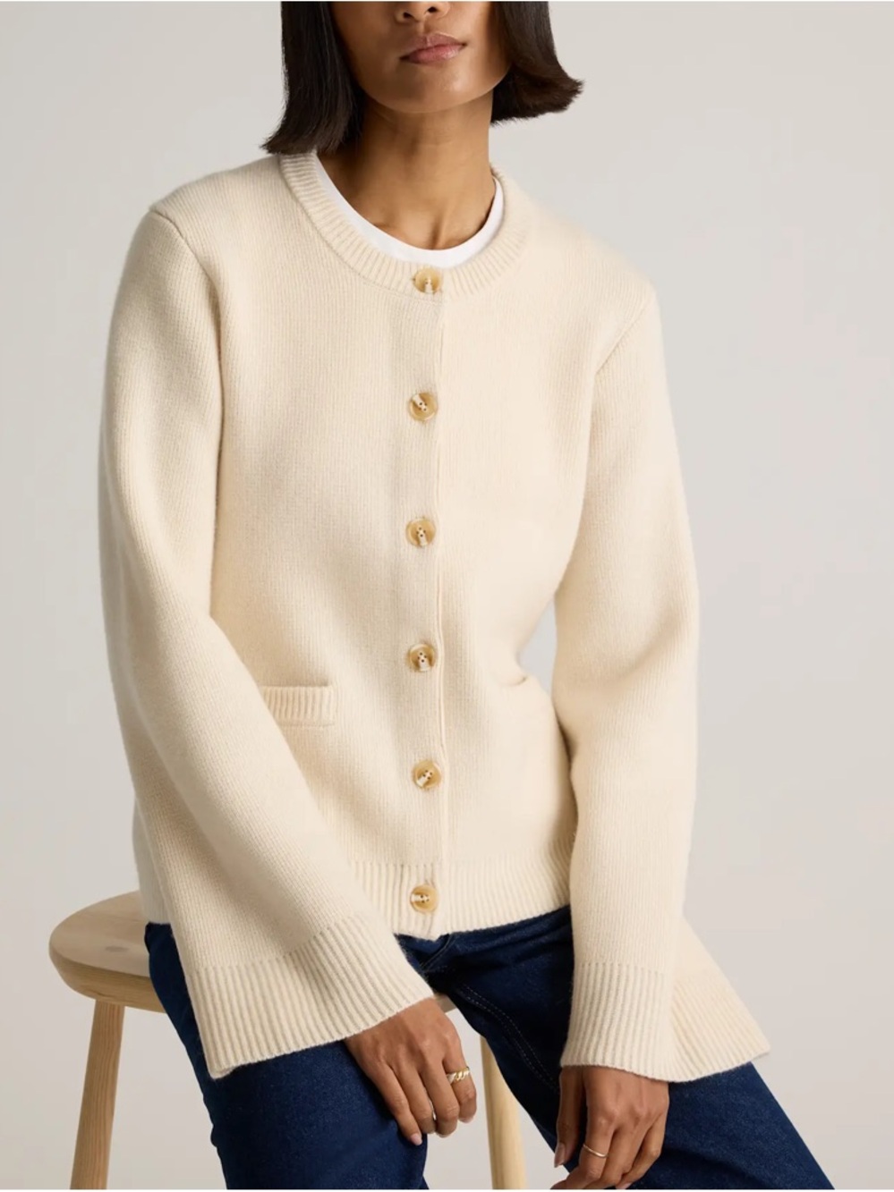 Quince • Mongolian Cashmere Structured Cardigan Ivory